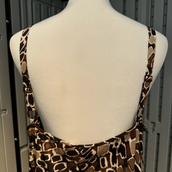 Chico's Silk Animal Print Sheer Tunic Shirt & Tank Boho Set Women XL Brown Black - Picture 10 of 14